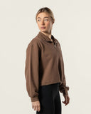 Boxy Half Zip Brown