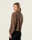 Boxy Half Zip Brown